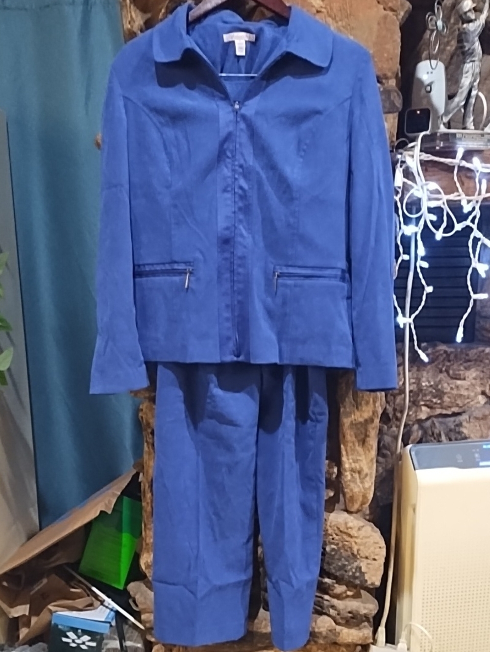 JM Collection Royal Blue Zip-Front Jacket & Matching Pants